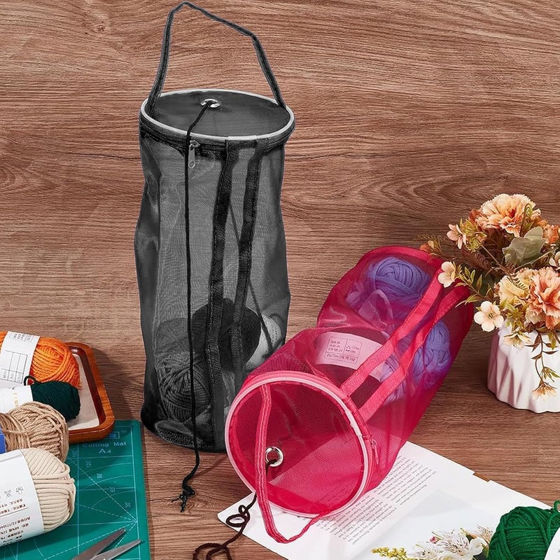LINYUEARUI 2PCS Yarn Storage Bag,BIG Yarn Bag for Mesh Holder， Knitting Bag Portable Wool Storage Bag，Mesh Knitting Round Yarn Ball Organizer,Crochet Kits, Sewing Accessory,2color - Image 2